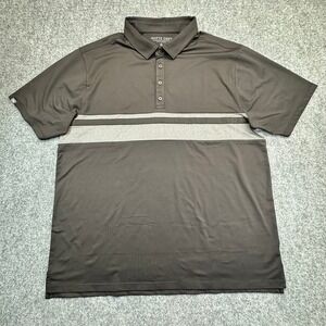 Matte Grey Polo Shirt Mens 2XL Charcoal Grey Excellent Performance Golf Stripe